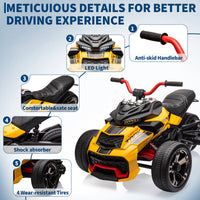 Garvee 12V Kids Ride on Toy for Kids, 2x55W Powerful Engine 7AH Battery, 3 - 7 km/H, 3 Wheelers Electric Vehicle, LED Lights, 2 Speeds, EVA Tire, Music, USB - Yellow