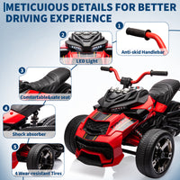 Garvee 12V Kids Ride on Toy for Kids, 2x55W Powerful Engine 7AH Battery, 3 - 7 km/H, 3 Wheelers Electric Vehicle, LED Lights, 2 Speeds, EVA Tire, Music, USB - Red