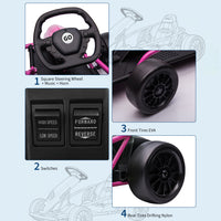 Garvee Ride G Series 24V Go Kart for Kids 8-12, 300W*2 Motors, 9Ah Battery, 8MPH Speed, Music, Horn, 175lbs Max Load - Pink