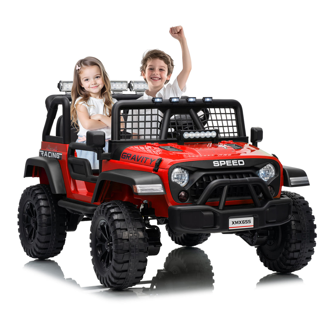 Garvee Ride - P Series: 2 Seater Ride On Car for Kids, 24V Electric Truck with Parent Remote Control, Spring Suspension, 2 Speeds, LED Headlight & Music Player, Kids Electric Vehicle for Aged 3-8 Years