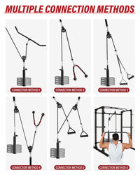 GARVEE Home Gym All in One, 2200LBS Squat Rack Power Cage with Smith Bar, LAT Pull-Down, Cable Systems, Leg Hold-Down and More Attachments, Workout Equipment