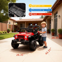 Garvee 12V Kids Electric Ride-On Truck – Dual Motors, 3 Speeds, Remote Control, Spring Suspension, LED Lights, Music, Safety Belt, Off-Road Car, Storage – Battery Powered Toy Vehicle for Boys & Girls Ages 2-8, Red