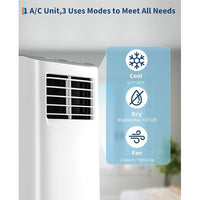Garvee 3-in-1 Portable Air Conditioner 8K BTU Cooling & Dehumidifier Plastic Remote Control & Timer for Rooms up to 350 sq.ft