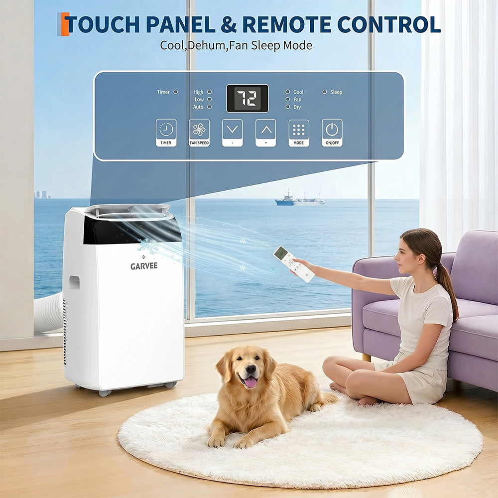 Garvee 14,000 BTU Portable Air Conditioner with Dehumidifier & Fan, Portable AC Units Cools up to 750 Sq. Ft., Remote Control, Auto Swing, Sleep Mode, White Top