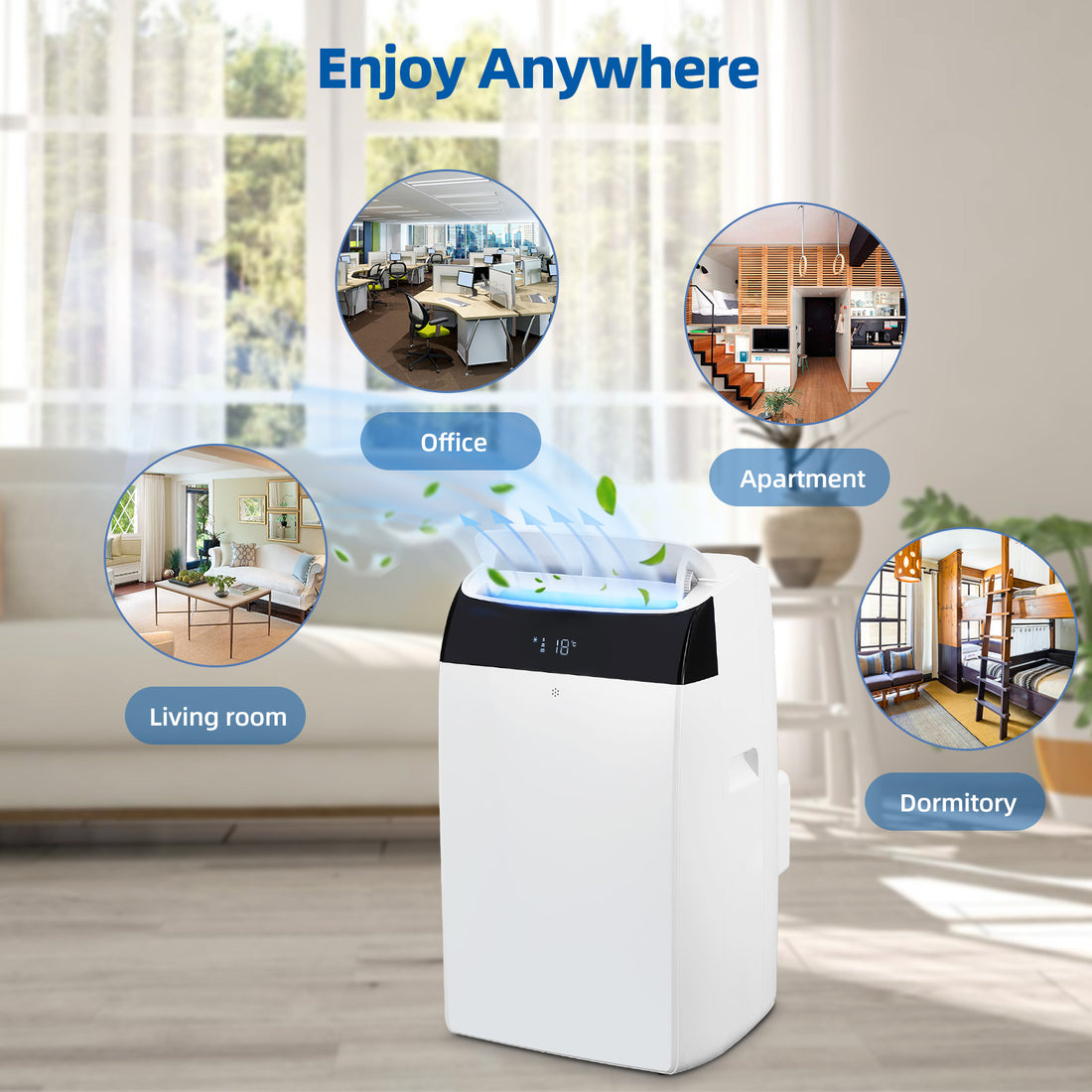 Garvee 14,000 BTU Portable Air Conditioner with Dehumidifier & Fan, Portable AC Units Cools up to 750 Sq. Ft., Remote Control, Auto Swing, Sleep Mode, White Top