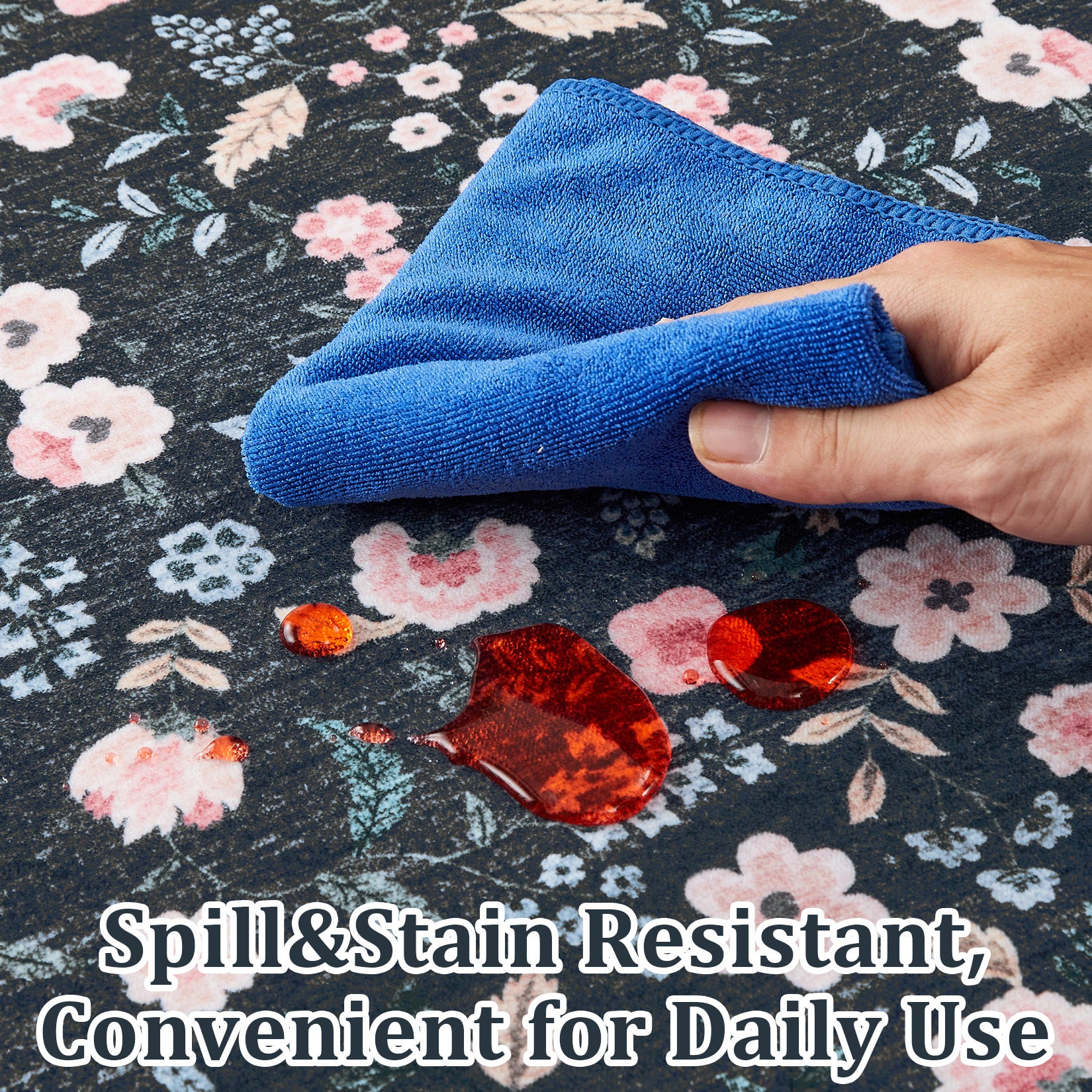 Garvee Area Rugs Washable Floral Rugs for Living Room Non Slip Low Pile Carpet for Office Bedroom Kids Room Bedside