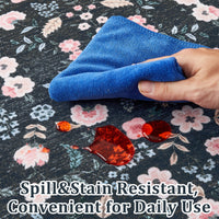 Garvee Area Rugs Washable Floral Rugs for Living Room Non Slip Low Pile Carpet for Office Bedroom Kids Room Bedside