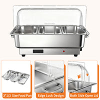 Garvee 9QT(3×1/3Pan)Electric Chafing Dish Set with Temperature Control , Stainless Steel Buffet Servers and Warmers, for Catering