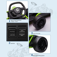 Garvee Ride G Series 24V Go Kart for Kids 8-12, 300W*2 Motors, 9Ah Battery, 8MPH Speed, Music, Horn, 175lbs Max Load - Green