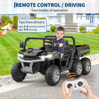 Garvee Ride - P Series: 2-Seater Ride on Car,6X6 24V Kids Ride On Dump Truck with Remote Control Electric Utility Vehicles UTV Battery Powered 6 Wheeler, for 3 years and up - Black