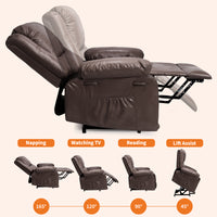 Garvee PU Leather Power Lift Recliner Chair with Massage and Heat, 8-Point Vibration, Adjustable Back and Leg Support, Electric Lift Chair Designed for Mobility Aid Elderly Relaxation, Coffee