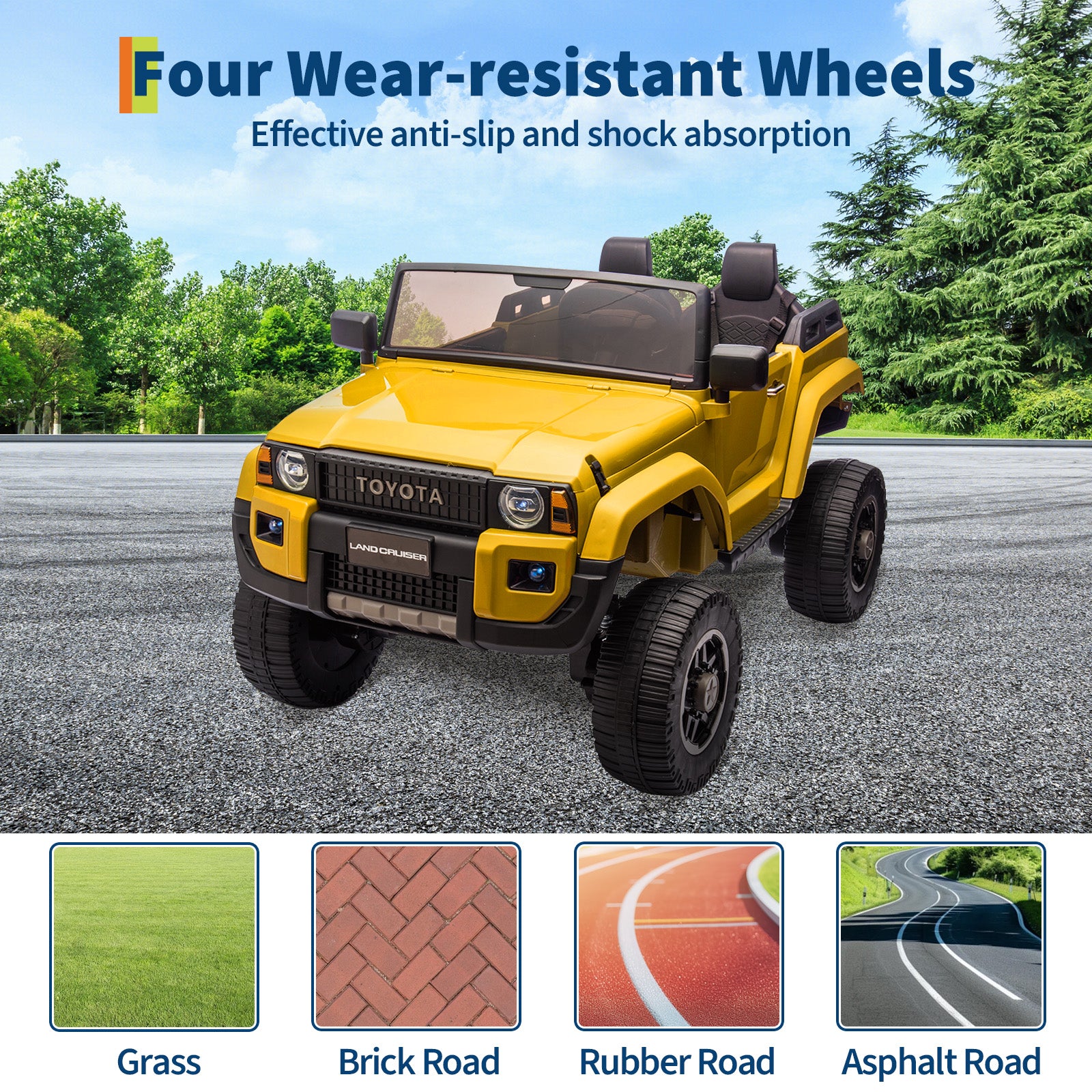 Garvee Ride P Series 24V Kids Electric Ride-On Car w/Parent Remote Control, 4WD/2WD Switch, Bluetooth Music, LED Lights & Shovel – 2-Seater Off-Road Toy for Over 3 Years, ASTM/CPSIA Certified