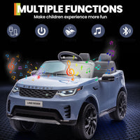 Garvee Ride P Series 12V Kids Ride On Car Land Rover Style Dual Motors 3 Speed Modes 4.5Ah Battery Safety Seatbelt Remote Control Black Outdoor Play - Light Blue