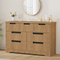 Garvee 7-Drawer Natural Modern Bedroom Dresser | Embedded Handles Wooden Chest | Organizer for Living Room, Nursery & Hallway