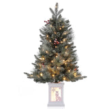 Garvee 3ft Prelit Premium Snow Flocked Artificial Christmas Tree with 78 Warm White LEDs, Mini Prelit Xmas Pine Tree for for Front Door, Porch, Entryway, Fireside Christmas Decoration, 1 PCS - Snowman-8 Light Modes-1 Pack
