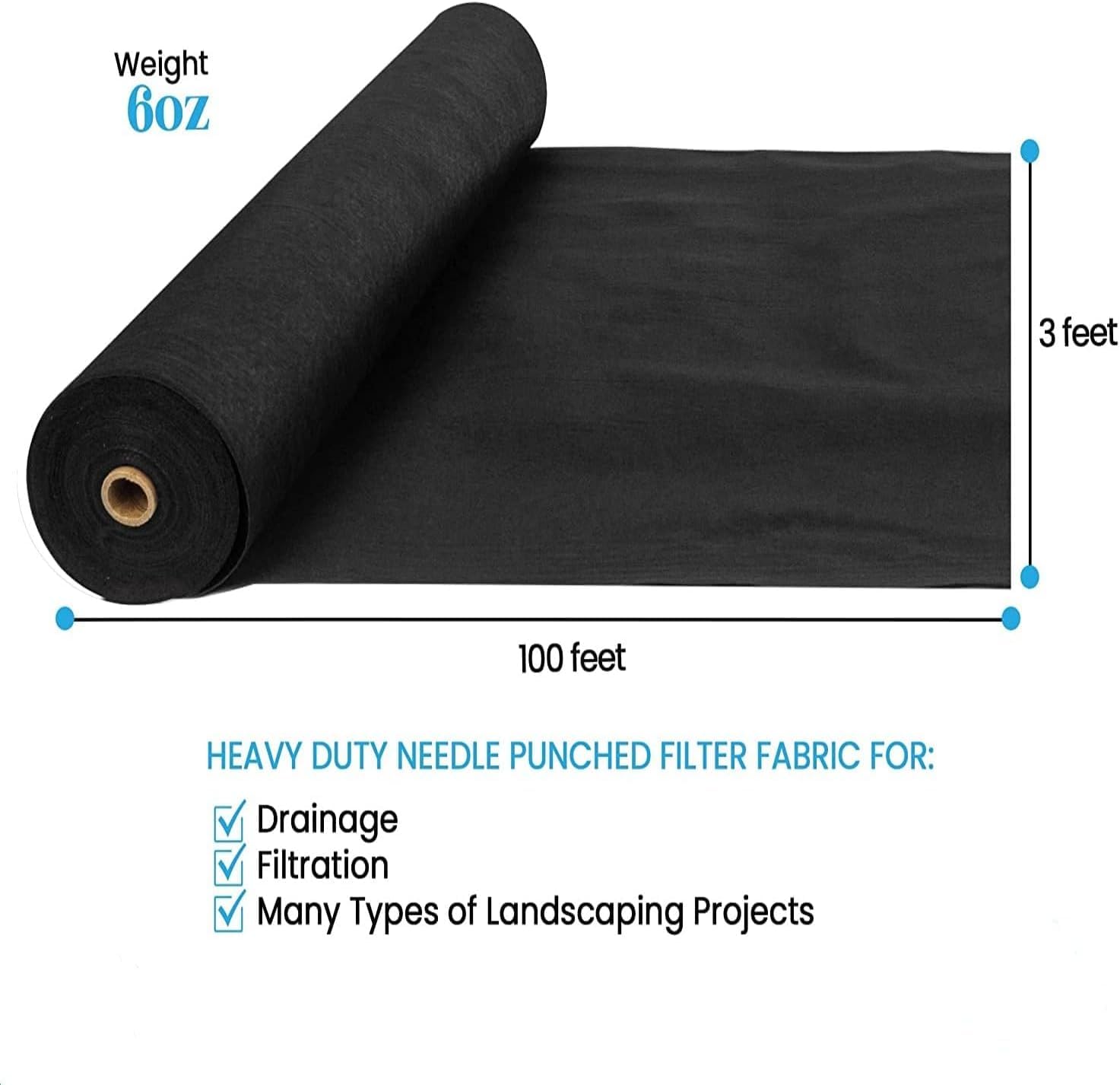 3ft x 300ft Geotextile Fabric, 6oz, 350N Strength for Driveways