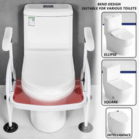 Garvee Adjustable Toilet Safety Frame for Disabled and Elderly – Carbon Steel Support Rail, Non-Slip Handles, Large Suction Cups, Fits Most Toilets, Bathroom Aid – White, Suction Cup Foot Clamp