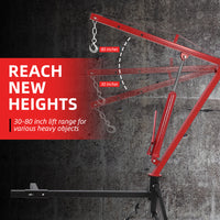 Garvee Hydraulic Hitch-Mount Truck Crane Professional 2-Inch Hitch Receiver, 3 Adjustable Capacities: 500 lbs, 750lbs, 1000 lbs (MAX) Red