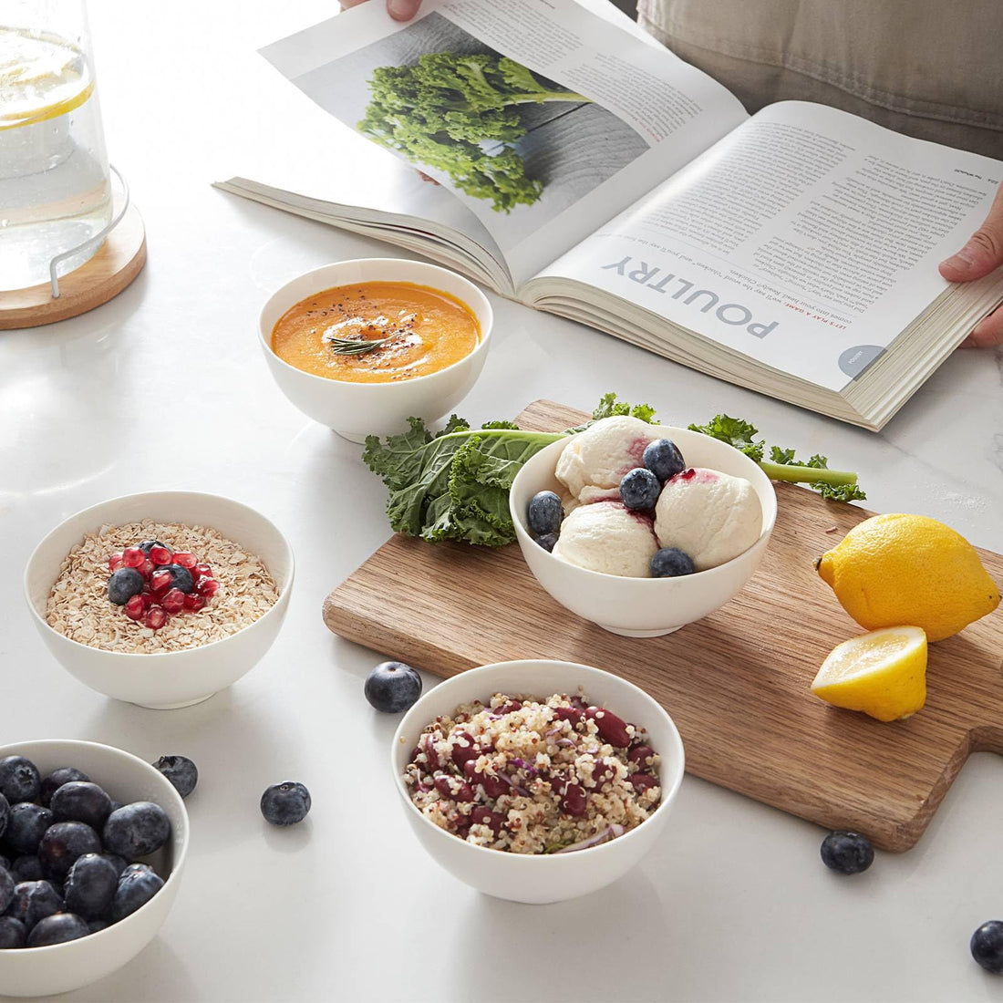 Garvee 10 Ounce Porcelain Bowls Set 8 Pack Premium White Ceramic Bowls for Cereal, Soup, Salad, Pasta, Prep, Rice, Ice cream, Microwave & Dishwasher Safe