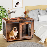39 Inch Wooden Double Dog Crate with Divider & Barn Door ZH-03