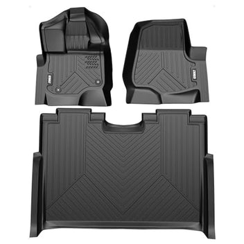 Garvee Floor Mats Compatible with Ford F150,Custom Fit Floor Liners for 2015-2023 Ford F-150 Super Crew Cab, 1st & 2nd Row TPE All Weather Protection,Black