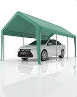 Garvee 10' X 20' Adjustable Steel Carport with Roll-Up Door, Versatile Design, White