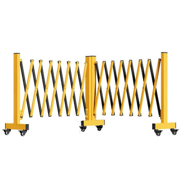 Garvee Metal Expandable Barricade, 16 Ft Folding Security Gate, Rotatable & Portable Expandable Barricade Gate Outdoor, Industrial Expandable Barricade Gate with Casters, Yellow&Black