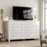 Garvee 6 Dresser for Bedroom, 47.2" Wide Dresser, Modern Wide Drawer Dresser with Storage, Wooden Closet Dressers Chest of Drawers Freestanding for Bedroom, Nursery, Living Room, White - 