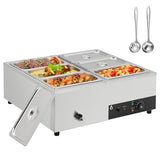 Garvee Commercial Food Warmer 6 Pan, 6x8QT Bain Marie Buffet Server and Warmer, Stainelss Steel Electric Steam Table with Lids & Ladles for Buffet Catering Parties Restaurants, Silver