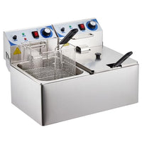 Garvee Commercial 10L+10L - 1500 Watts Dual Tank Electric Deep Fryer Stainless Steel Countertop Oil Fryer with Basket for Restaurant/Home Use (110V)