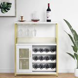 Garvee Wine Bar Cabinet with Drawer, Glass Holder, MDF Board, Iron Legs, Large Storage, Removable Racks, Easy Assembly - gold