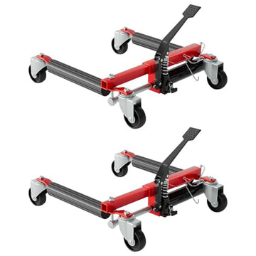 Garvee Car Dolly Set of 2, 3000 LBS Capacity Hydraulic Car Wheel Dolly Jack, Heavy Duty Vehicle Positioning Dolly with Foot Pedal for Tire Auto Repair Moving, Red