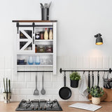 Garvee Bathroom Organizer Cabinet, Over The Toilet Bathroom Cabinet with Towels Bar & Hooks, 3-Tier Over Toilet Cabinet with Sliding Barn Door for Bathroom Laundry Kitchen, Wall Mounted