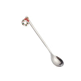 Garvee 6Pcs Christmas Spoons with Gift Packing Box Stainless Steel Christmas Spoon Dessert Spoon Coffee Mixing Spoon Wreath-silver - Wreath-silver