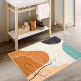 Garvee Aesthetic Area Rugs 5x7 Washable Rugs for Living Room Artistic Modern Printed Rug Low Pile Bedroom Rug Abstract Area Rugs Non Slip Throw Rugs for Office Classroom Dining Room, Orange/Teal - Orange