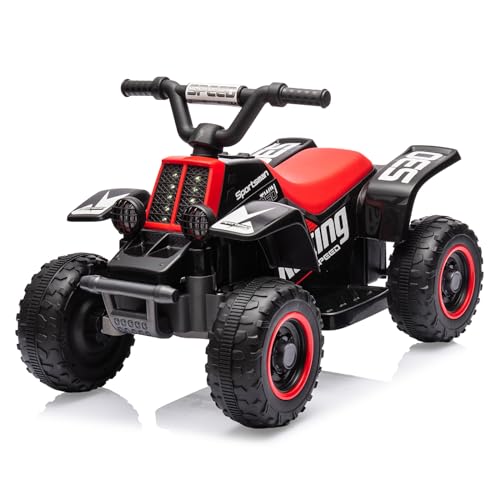 6V Kids Ride On Electric ATV, Ride Car with LED Headlights, Ride-On Toy for Toddlers 1-3 Boys & Girls with Music, Forward & Reverse (Black)