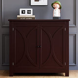 Garvee Sideboard Buffet Cabinet,Storage Cabinet with 2 Doors [Spray Process] [Semicircle Appearance] for Kitchen, Dining, Living Room,Brown