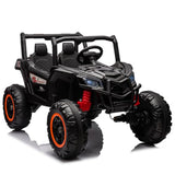 Garvee 2 Seater Ride on Car for Kids, 24V Powered Electric Off-Road UTV Ride Toy, 4WD Electric Vehicle with Remote Control, LED Lights, Bluetooth, 3 Speeds, Horn, 2 Spring Suspension - Black