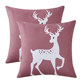 Garvee Christmas Pillow Cases 20×20 Inches Soft Velvet Holiday Pillow Covers for Couch Sofa Bed Car Hidden Zipper Winter Cushion Cases, Pink, Set of 2 - Pink