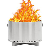 Garvee 20.5" Smokeless Fire Pit - 304 Stainless Steel Wood Burning Fireplace with Removable Ash Pan & Handles, Portable Firepit for Patio & Camping - Sliver