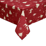 Garvee Red and White Tablecloth Christmas Table Cloths Spill Proof Anti-Wrinkle Polyester Xmas Table Cloth for Kitchen Parties Holiday Dinner Tabletop, Rectangle/Oblong, 60"x 84", White - White