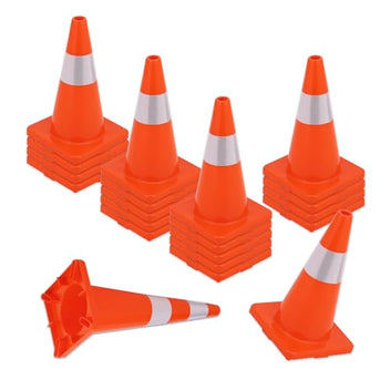 Garvee 12-Pack 28" Traffic Cones With Reflective Collars & PVC Base For Road Parking, Construction, Home Use, Orange