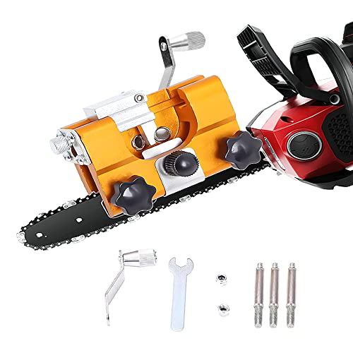 GARVEE portable hand crank chainsaw sharpener with 3 grinding heads for all chainsaws