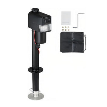 Garvee 3500 lbs RV Electric Power Tongue Jack - 12V DC with Adjustable Height 10"-34", Waterproof Cover and Wiring for Trailers, Horse Trailers, Utility Trailers, and Yachts, Black