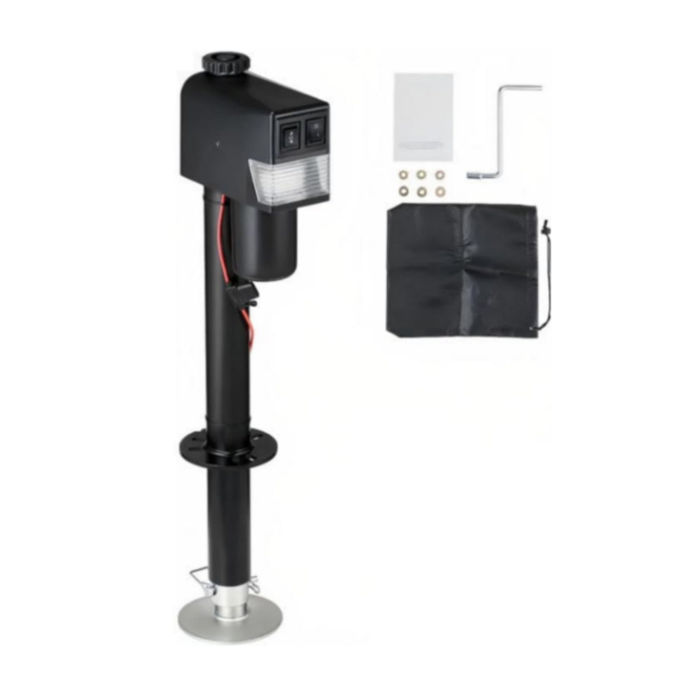 Garvee 3500 lbs RV Electric Power Tongue Jack - 12V DC with Adjustable Height 10"-34", Waterproof Cover and Wiring for Trailers, Horse Trailers, Utility Trailers, and Yachts, Black