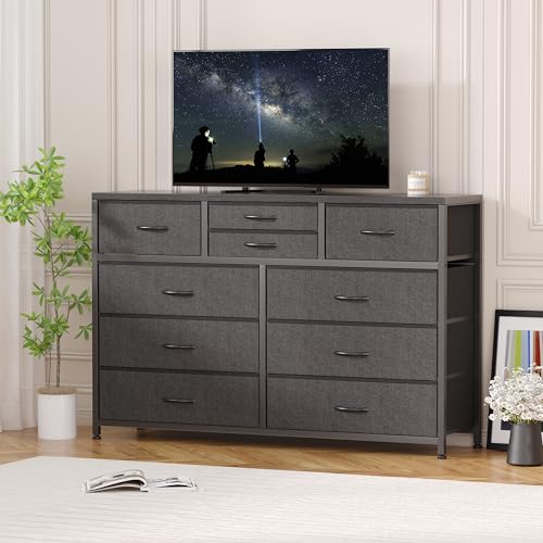 Garvee Wide 10 Drawer Dresser,TV Stand Entertainment Center Fabric Storage Dressers Drawers for Bedroom, Hallway, Nursery, Closets, Steel Frame, Wood Garvee Wide 10 Drawer Dresser,TV Stand Entertainment Center Fabric Storage Dressers Drawers for Bedroom, Hallway, Nursery, Closets, Steel Frame, Wood