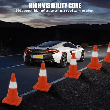 Garvee 12-Pack 28" Traffic Cones With Reflective Collars & PVC Base For Road Parking, Construction, Home Use, Orange