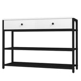 Garvee Console Sofa Table with 2 Drawers, 2-Tier Storage Shelves, High-Quality P2 Particleboard, Metal Frame, Adjustable Feet, Suitable for Entryway, Hallway, Living Room - White