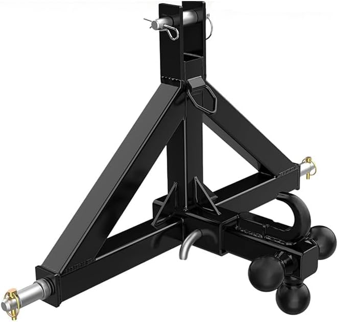 Garvee 3 Point Hitch Receiver Category 1 Tractor 3 Ball & Hook Heavy Duty Steel Rust-Resistant Powder Coat 2" Receiver Quick Hitch Farm Use