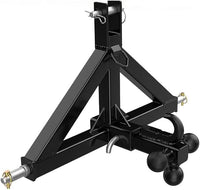 Garvee 3 Point Hitch Receiver Category 1 Tractor 3 Ball & Hook Heavy Duty Steel Rust-Resistant Powder Coat 2" Receiver Quick Hitch Farm Use